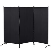 homcom biombo separador de ambientes de 3 paneles 253x50x182 cm divisor de habitacion plegable con 6 pies de metal negro