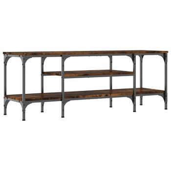 Mueble Tv | Mueble De Salón | Armario Tv Madera Ingeniería Y Hierro Roble Ahumado 121x35x45 Cm