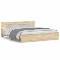 estructura de cama con cabecero roble sonoma 200x200 cm vidaxl