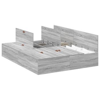 Cama Con Almacenamiento Con Puerta Gris Sonoma 140 X 200 Cm Vidaxl