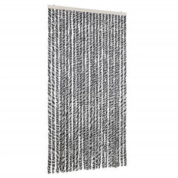 Cortina Antimoscas Chenilla Gris Negro Y Blanco 100x200 Cm Vidaxl