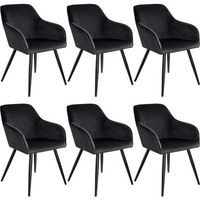 silla de comedor marilyn aterciopelada patas negras - juego de 6 tectake