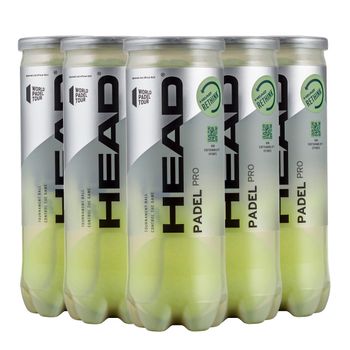 Head Padel Pro (2023) - Lote Pack 5 Botes, 15 Pelotas Padel, Profesionales, Homologadas, Máxima Calidad