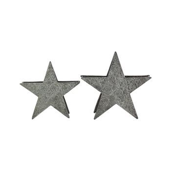Conjunto De 2 Portavelas Estrellas De Metal Plateado Adornos De Navidad Figura Deco Tornio