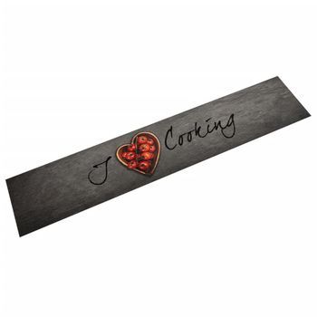 Alfombra De Cocina Lavable Terciopelo Texto Cooking 60x300 Cm Vidaxl