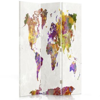Biombo Multi Coloured Map - Separador De Ambientes Cm. 110x150 (3 Paneles)