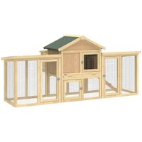 pawhut gallinero para exterior grande de madera 204x85x93 cm con caja de anidacion corral bandeja extraible y percha natural