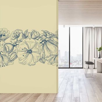 Papel pintado flores de tinta 156x270cm