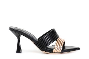 zapatilla bicolor con tiras acolchadas black/peach