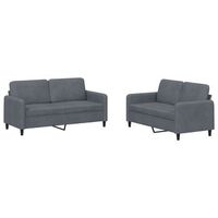 juego de sofas 2 piezas terciopelo gris oscuro vidaxl