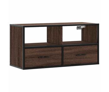 Mueble tv - mesa de tv madera ingeniería y metal marrón roble 80x31x39,5 cm