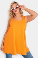 limited collection top naranja con tirantes fruncidos mujer curvy y tallas grandes limited collection