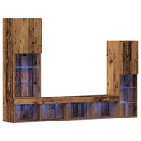 mueble para tv  muebles de salon con luces led madera envejecida 405x30x102 cm cfw25467