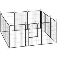 pawhut parque para perros de 12 paneles de 100 cm de altura con puertas para interior y exterior negro