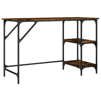Escritorio Metal Y Madera Ingeniería Roble Ahumado 120x50x75 Cm Vidaxl