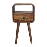 mesita de noche abierta curve mueble artesanal de madera maciza mini gris lavado