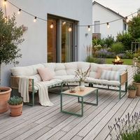 conjunto de muebles de jardin karg mesa y sofa modular - verde  ratan casapro