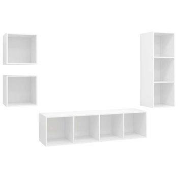 Juego De Muebles De Salón 4 Piezas Madera Ingeniería Blanco Vidaxl