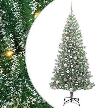 Árbol De Navidad Artificial Nevado Con Luz Led Verde Y 180 Cm Vidaxl