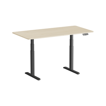 Escritorio Motorizado Sentado De Pie, 150 X 75 Cm, Tablero Madera Natural/base Negra