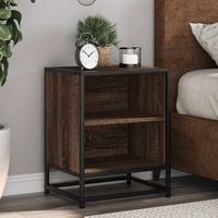 mesitas de noche 2 uds - mueble de dormitorio - madera y metal - roble 40x31x50cm