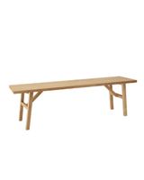 banco de madera maciza en tono medio de 115x45cm