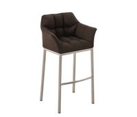 taburete de bar damaso tela con base de cuatro patas marron 48x64x110 cm
