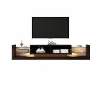 mueble tv alto brillo 181 cm - con iluminacion led frente de vidrio 2 cajones abatibles - negro