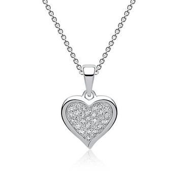 Cadena de circonitas con colgante de corazón plata 925