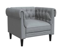 vidaxl sillon chesterfield de tela gris claro
