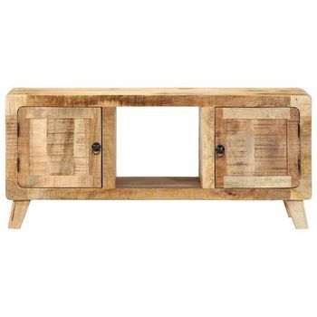 Mueble Tv | Mueble De Salón | Mesa De Tv Madera Maciza De Mango Rugosa 105x46x32 Cm