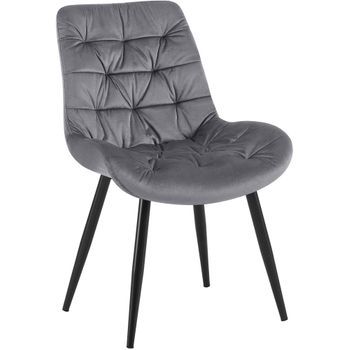 Silla De Comedor De Terciopelo Rossford Gris Oscuro 63x56x85 Cm Clp