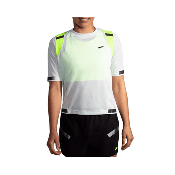 Camiseta Manga Corta Brooks Carbonite SS Gris Amarillo Mujer, Talla XS