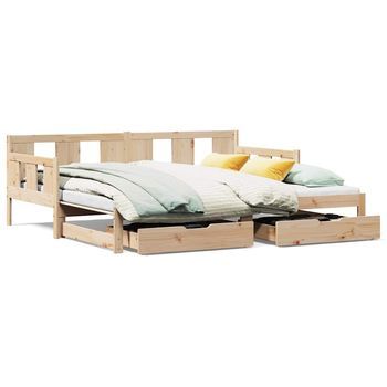 Sofá Cama Nido Con Cajones Madera Maciza De Pino 90x200 Cm