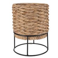 macetero de fibra vegetal con base de metal negro alt30 cm