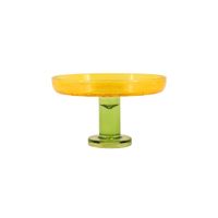 copa sobre pie bicolor de vidrio tallado 17x10cm