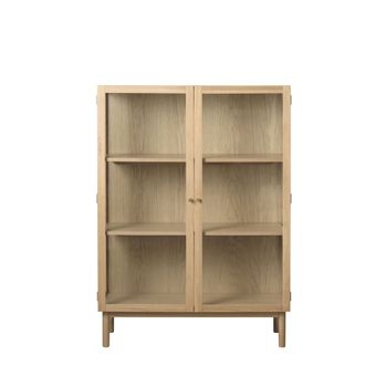 Vitrina de 2 puertas de vidrio templado y madera h140cm - madera clara