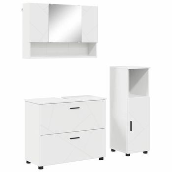 Juego De Muebles De Baño 3 Uds. Madera De Ingeniería Y Metal Vidaxl