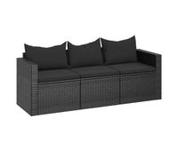 vidaxl sofa de jardin 3 plazas con cojines ratan sintetico negro