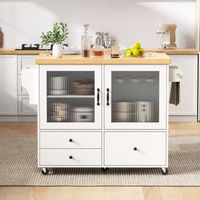 isla de cocina con ruedas y mesa extensible 100 cm almacenamiento y acabado blanco