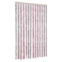 cortina antimoscas chenilla gris plateado y rosa 118x220 cm vidaxl