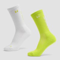calcetines para correr mp move club paquete de 2 pares - verde brillanteblanco - uk 6-8