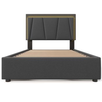 Cama Tapizada 90x200cm - Con Led Y 2 Cajones, Cabecero Ajustable - Garu