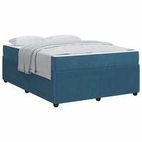 estructura de cama con colchon azul 160 x 200 cm terciopelo