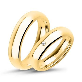 Alianzas de acero chapadas en oro amarillo con engaste de piedras