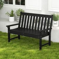 banco madera hdpe respaldo reposabrazos 2 personas resistente intemperie negro 132x65x91 cm