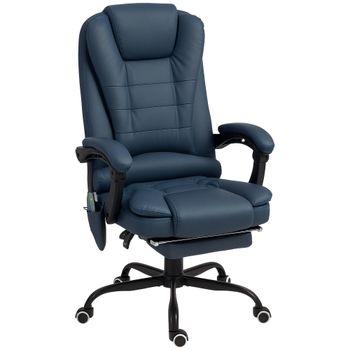 Vinsetto Silla de Oficina con Masaje Silla de Oficina con Altura Ajustable Respaldo Inclinable y Control Remoto con Cable Azul   Aosom España