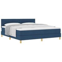 cama tipo box spring con cojin manual azul 180 x 200 cm tela vidaxl