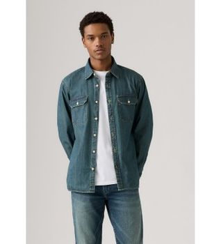 Levi's para hombre. 19573-0269 Camisa Jackson Worker azul oscuro (S), Casual, Algodón, Manga larga