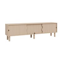 mueble de tv bajo de madera maciza natural 180 cm sin barnizar